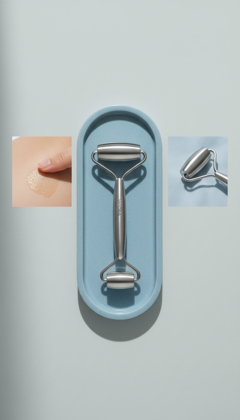 Facial Roller with Blue Quartz Tray